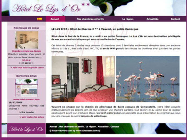 Antemene, créateur de sites web à Nîmes, Gard | Hotel Le Lys d'Or, Logement et restauration , -1